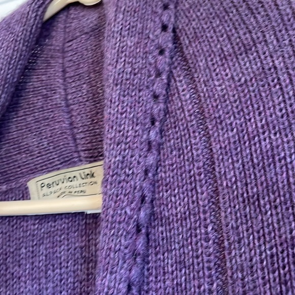 Women’s Peruvianan Link Alpaca cardigan sweater XL purple open front. Repaired - Picture 12 of 15